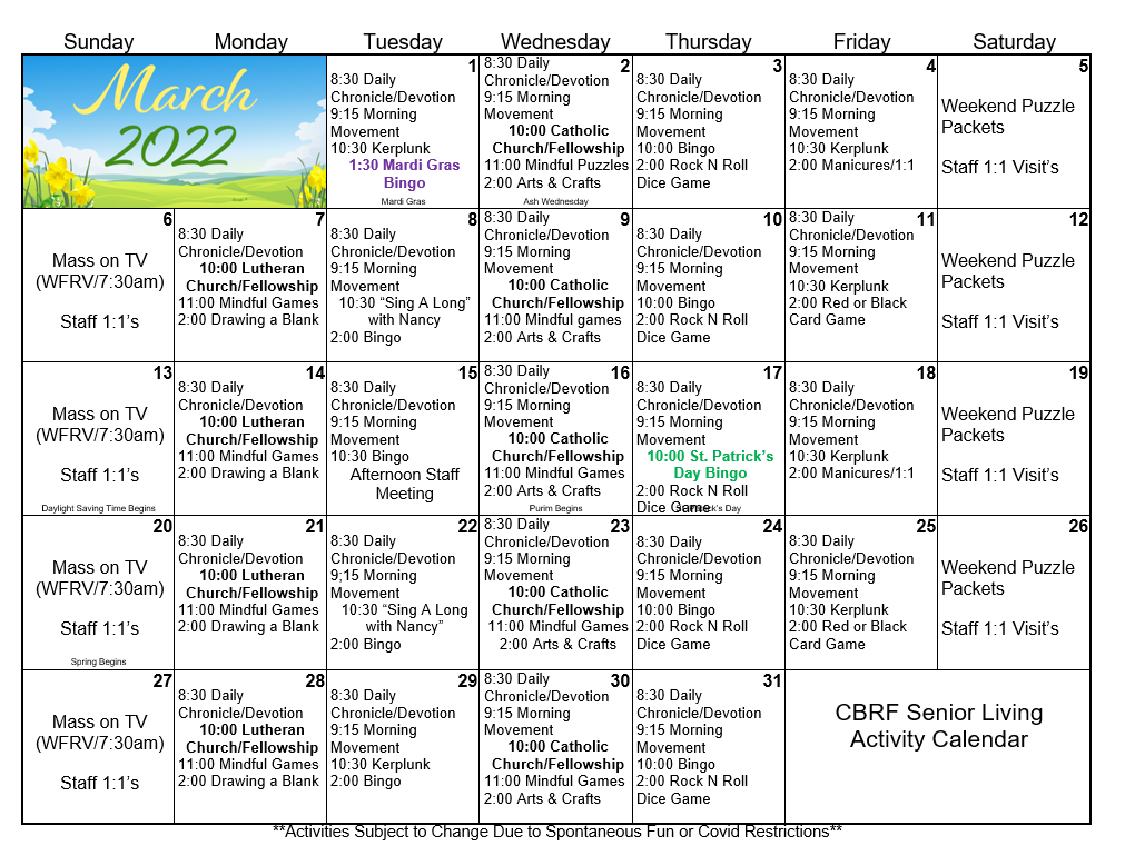 Country Villa Assisted Living Little Chute Activities Little Chute, WI